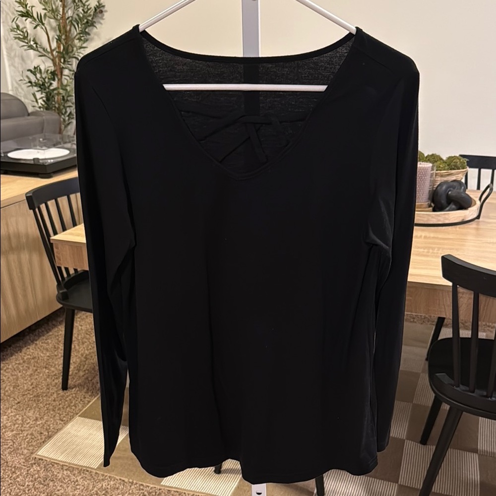 Elegant Black Women's Top with cross design knots in front